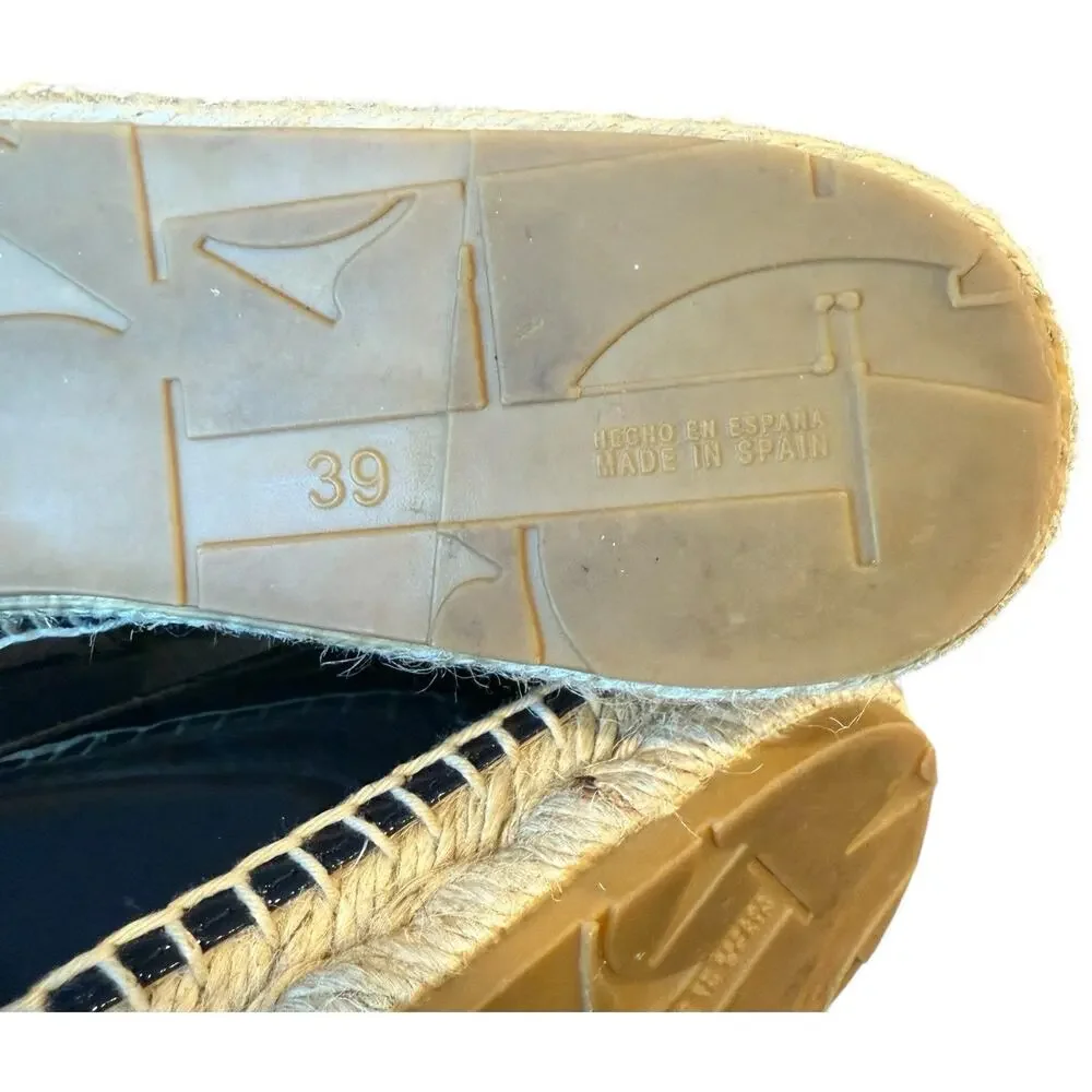 CH Carolina Herrera Initials Insignia Patent Leather Espadrilles Flats Size 39